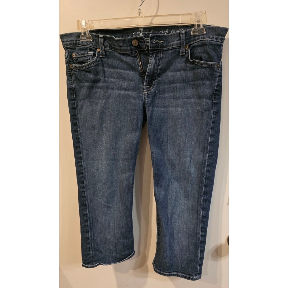 7 For All Mankind Josefina Skinny Boyfriend Cropped Jeans Blue Denim Size 30
